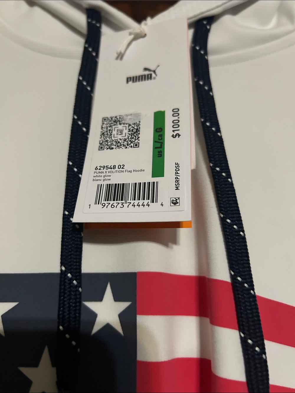 Puma White Hoodie with American Flag Graphic - Picture 4 of 12